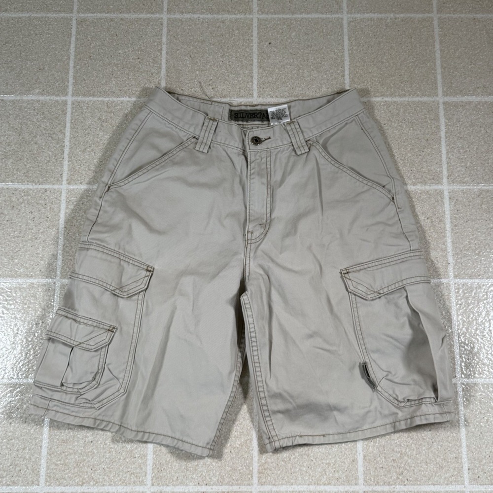 Vintage Levi's Silvertab Beige Khakis Cargo Shorts Men's Size 28 Y2K Baggy Skate